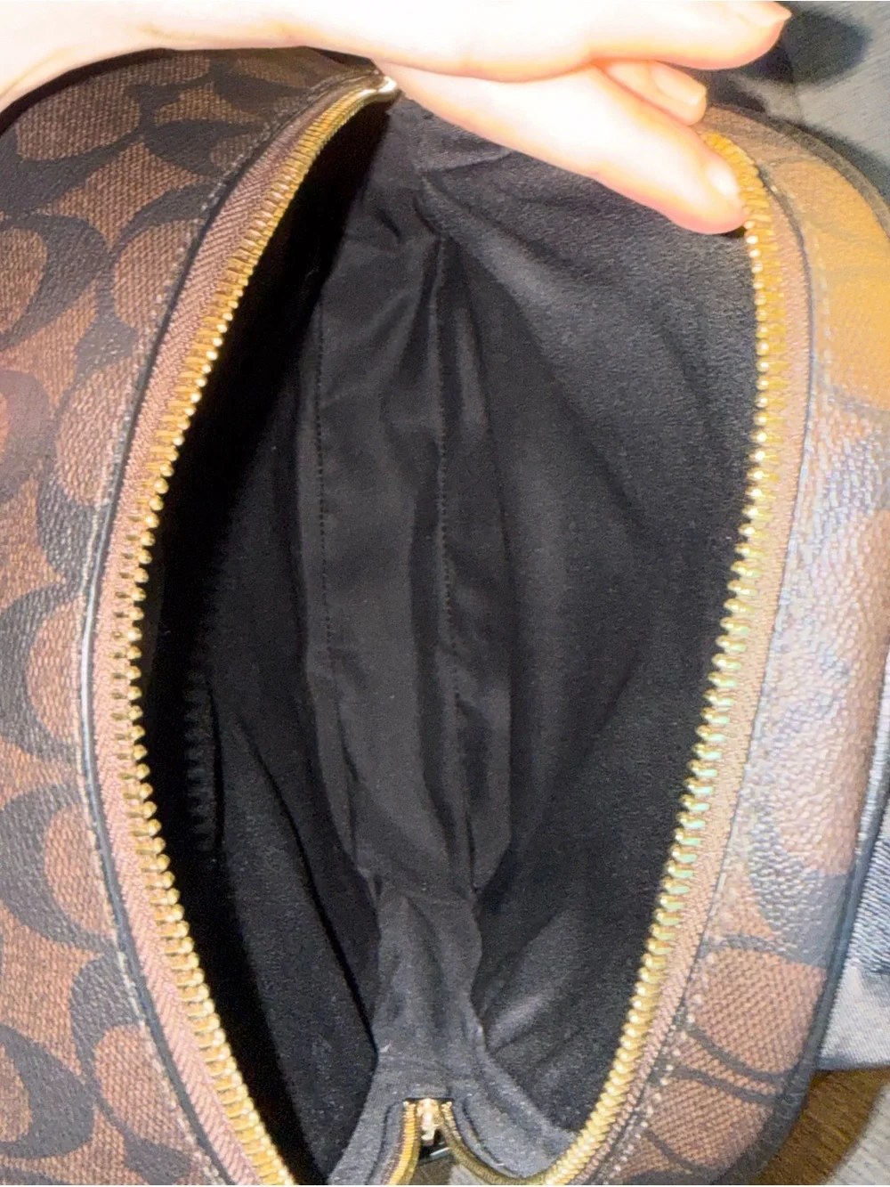 Mini Coach Brown Signature Canvas Backpack with Black Front Pocket